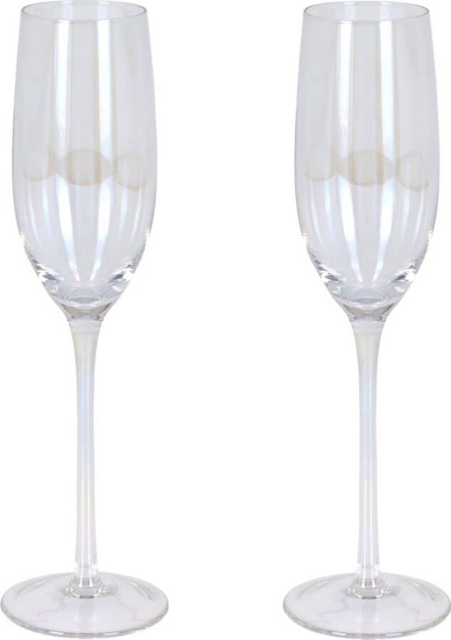 Excellent Houseware Champagneglazen parelmoer 24 5 cm hoog set van 6