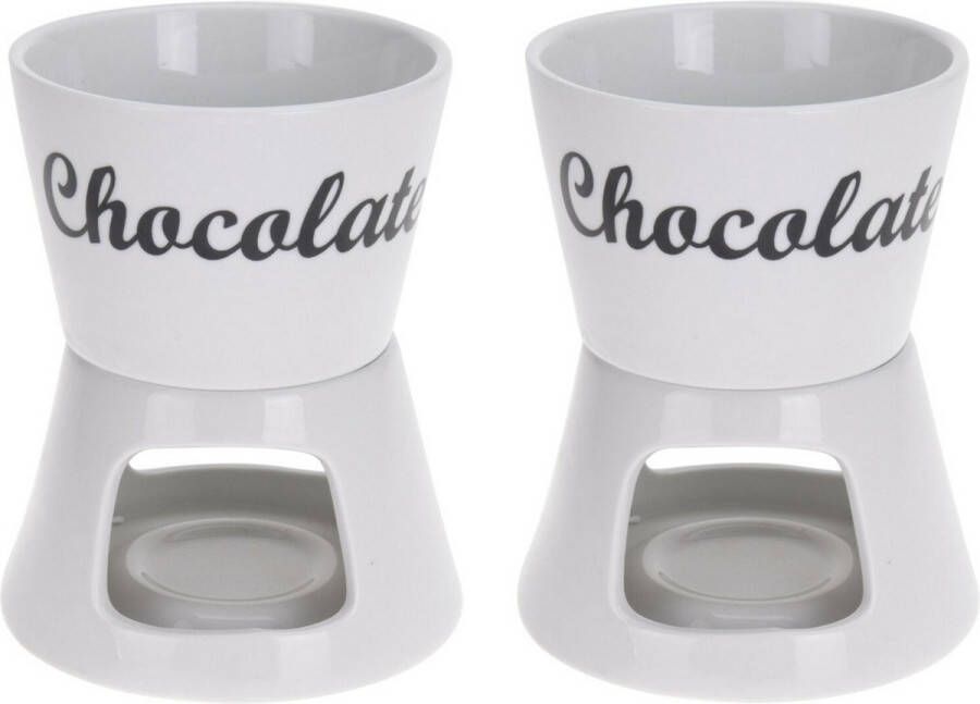 Excellent Houseware Chocoladefondue 2x 12 5 x 15 5 cm wit Fonduebranders