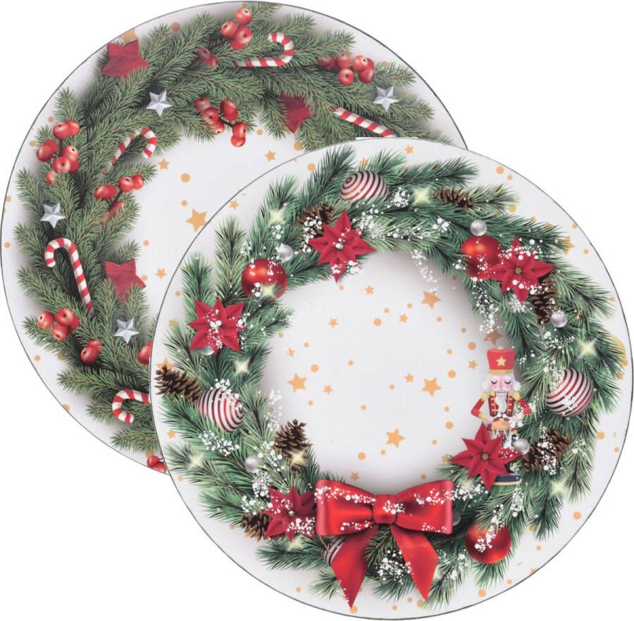 Excellent Houseware Christmas Decoration kerstdiner onderborden -8x 33 cm -kunststof kerst thema