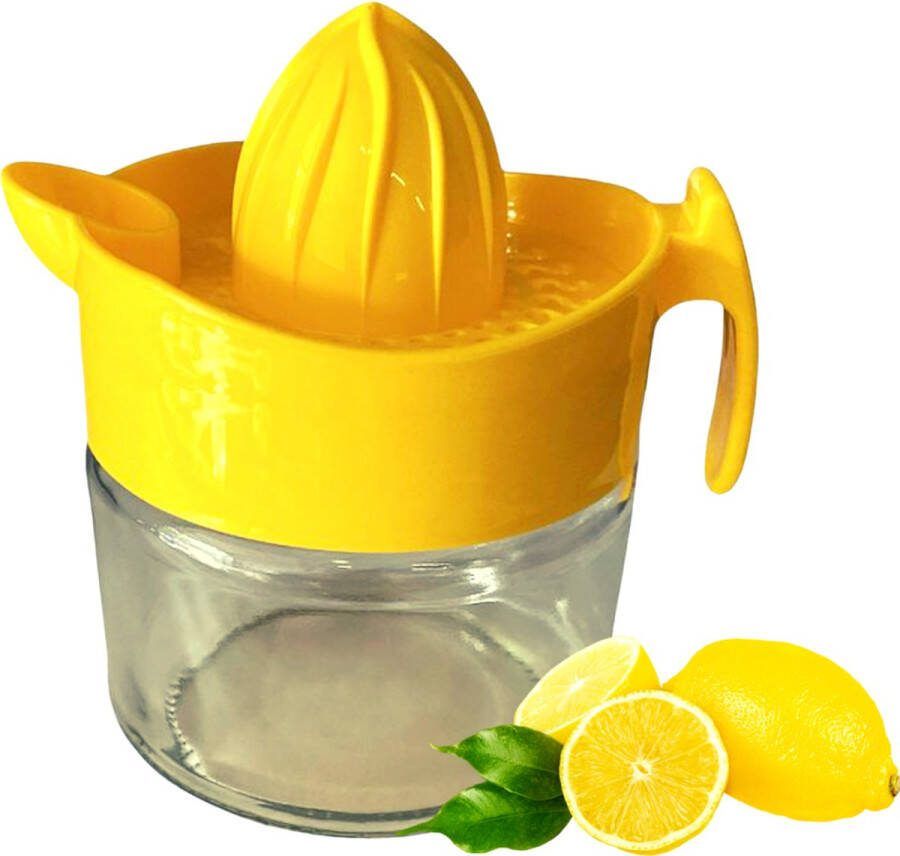 Excellent Houseware Citroenpers 300 ml Citruspers Limoenpers Citroenpers Handmatig Citroen zuur Citroen knijper Glazen opvang Geel