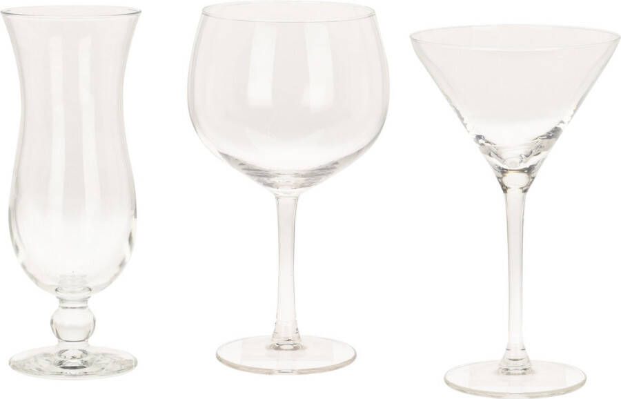 Excellent Houseware Cocktails maken glazen set 12x stuks 3 verschillende soorten Cocktailglazen