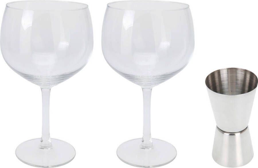 Excellent Houseware Cocktailset incl glazen barmaatje 3-delig 650 ml Gin Tonic Spritz Cocktailglazen