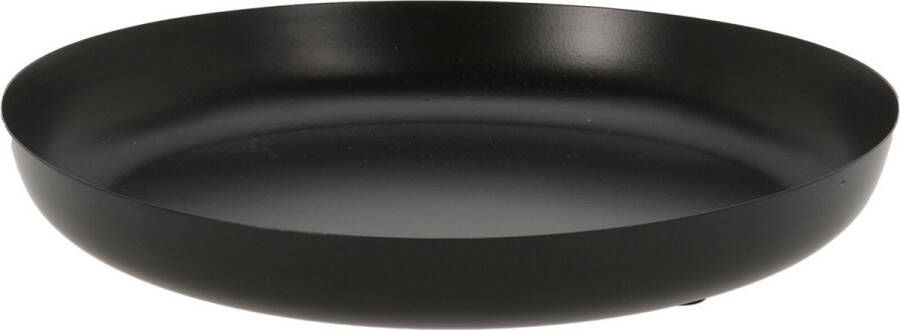 Excellent Houseware Dienblad of kaarsenplateau D25 cm metaal zwart Kaarsenplateaus