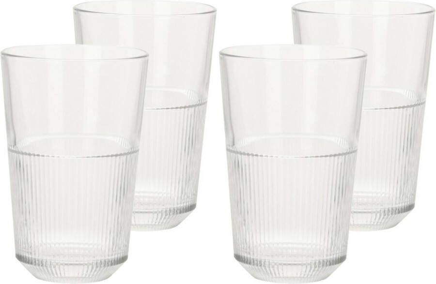 Excellent Houseware Drinkglazen 4x transparant 360 ml 8x13 cm Drinkglazen