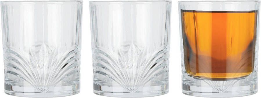 Excellent Houseware Drinkglazen Palm Springs 3x helder transparant glas 230 ml met glas decoraties