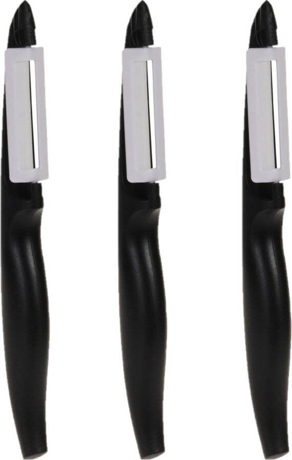 Excellent Houseware dunschiller aardappelmesje 3x stuks kunststof zwart