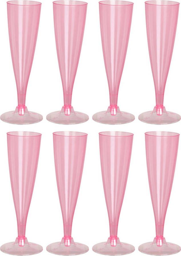 Excellent Houseware EH Prosecco champagneglazen 16x roze kunststof 130 ml herbruikbaar