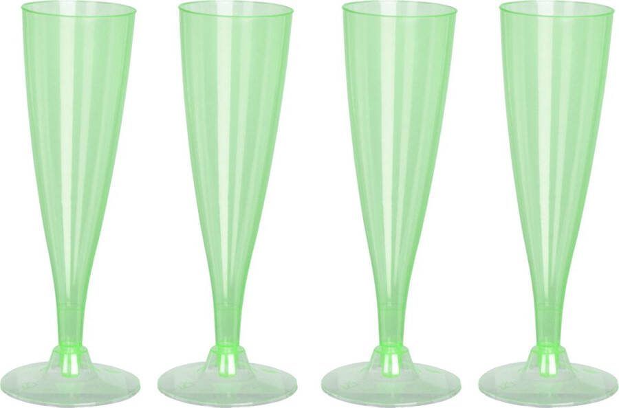 Excellent Houseware EH Prosecco champagneglazen 4x groen kunststof 130 ml herbruikbaar