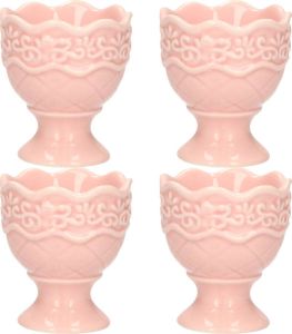 Excellent Houseware Eierdop 4x porselein pastel roze 5 x 6 5 cm Eierdopjes