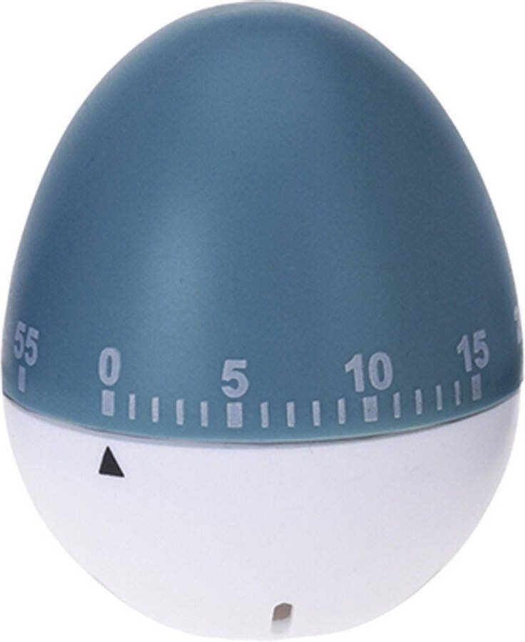 Excellent Houseware Kookwekker eierwekker in ei vorm kunststof 7 cm blauw wit Kookwekkers