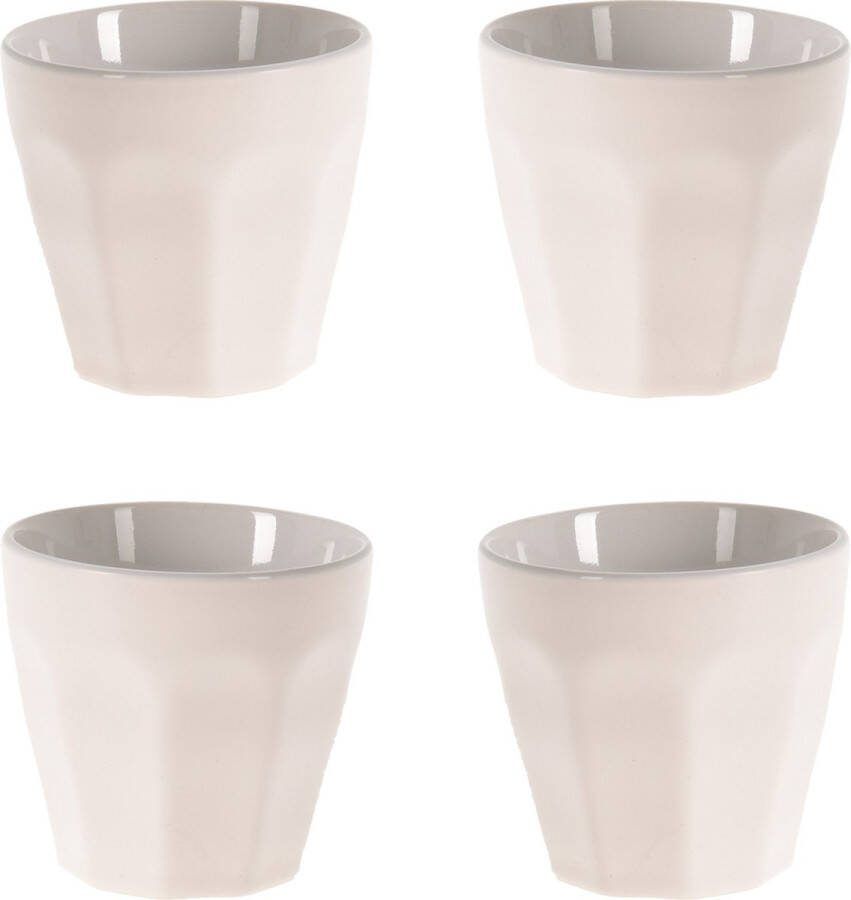 Excellent Houseware espresso koffie kopjes 12x wit porselein 90 ml Bekers