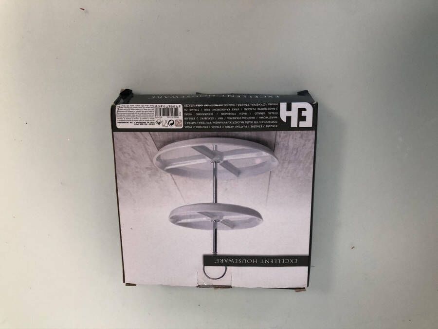 Excellent Houseware Etagere met 2 lagen wit porselein H24 cm Etageres