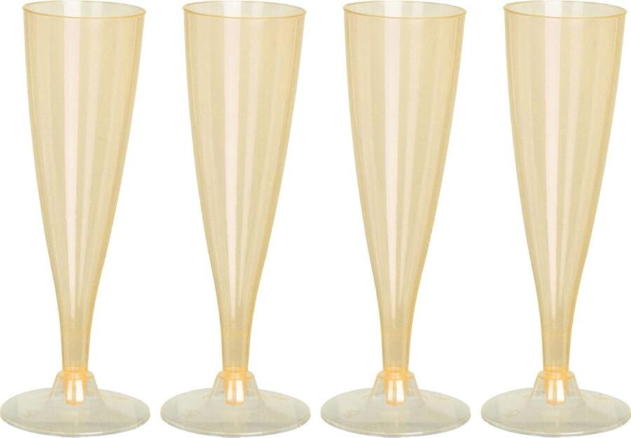 Excellent Houseware EH Prosecco champagneglazen 4x geel kunststof 130 ml herbruikbaar