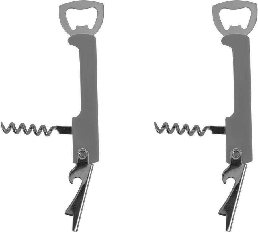 Excellent Houseware flesopener kurkentrekker 2x kelnersmes donkergrijs 12 cm