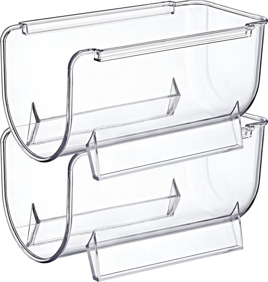 Excellent Houseware Flessenrek koelkast organizer 2x stapelbaar kunststof wijnrek