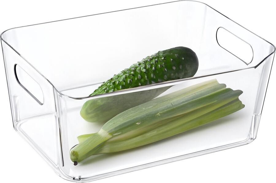 Excellent Houseware Koelkast keuken organizer mand bak transparant kunststof L23 x B16 x H9 cm groente lade 3 liter