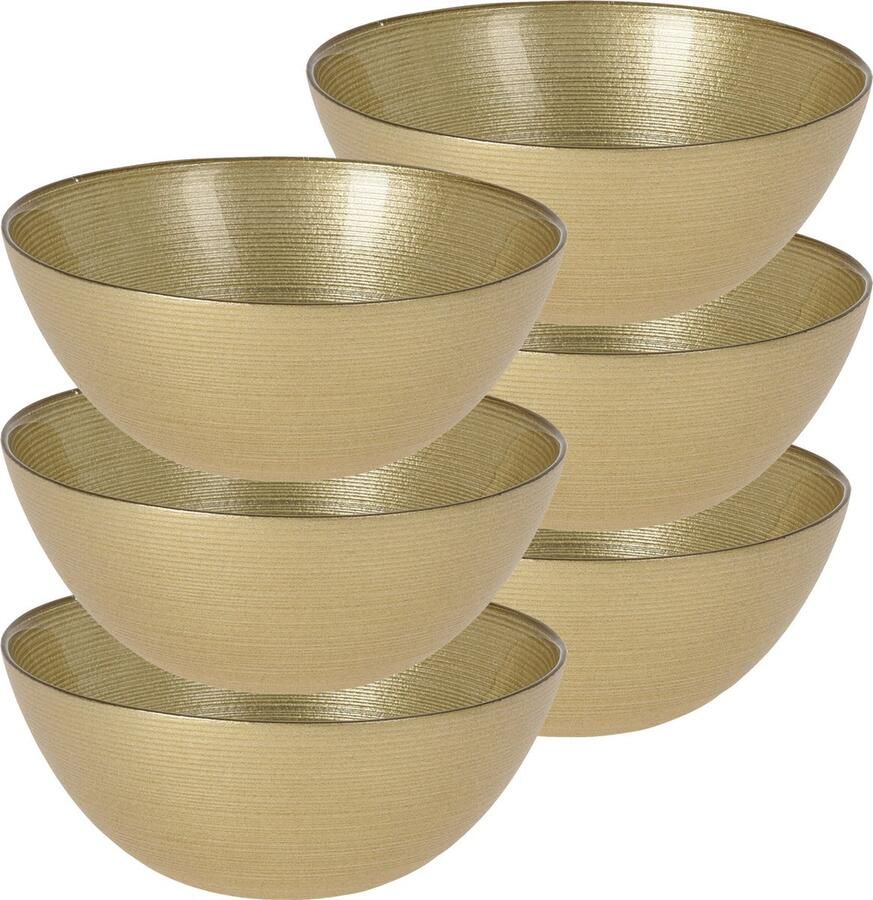 Excellent Houseware Kommetjes serveer schaaltjes 6x Athene glas D15 x H6 cm goud Stapelbaar