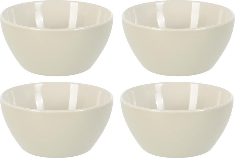 Excellent Houseware Soepkommen schaaltjes 4x Acapulco porselein D14 x H6.5 cm creme