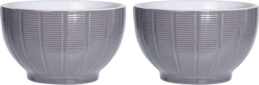 Excellent Houseware Soepkommen serveer schaaltjes 2x Venice- keramiek D14 x H8 cm steengrijs