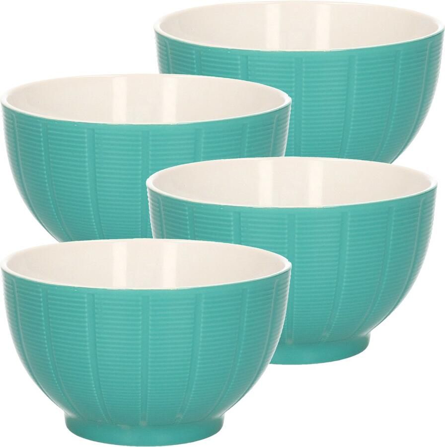 Excellent Houseware Soepkommen serveer schaaltjes 4x Venice keramiek D14 x H8 cm jade groen