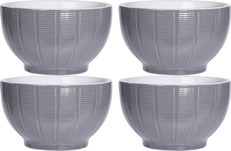 Excellent Houseware Soepkommen serveer schaaltjes 4x Venice- keramiek D14 x H8 cm steengrijs
