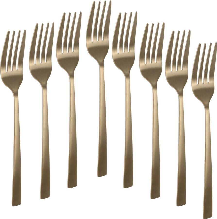 Excellent Houseware Taart gebak vorkjes 16x stuks goud RVS 15 cm verjaardag feest vorkjes