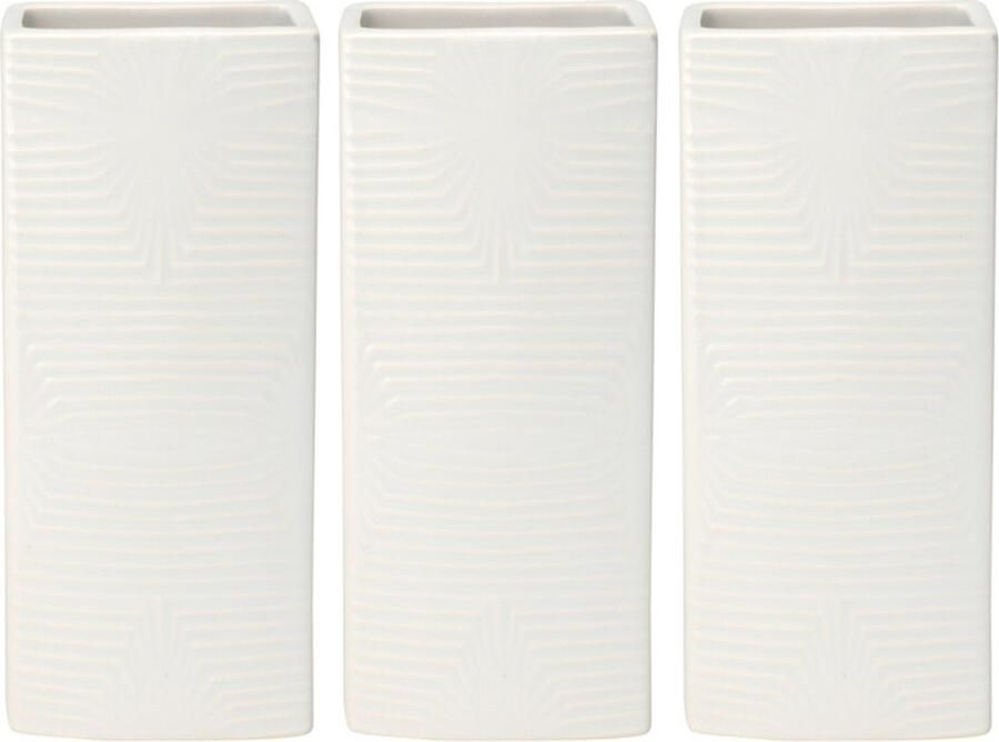 Excellent Houseware Waterverdamper radiator 3x ivoor wit met relief kunststeen 18 cm luchtbevochtiger