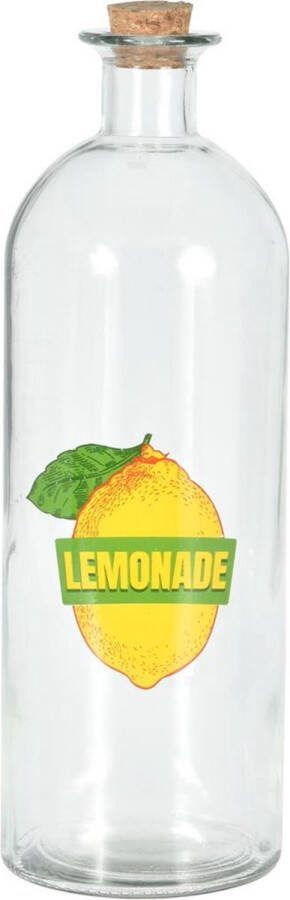 Excellent Houseware Fles glas met dop kurk 1L