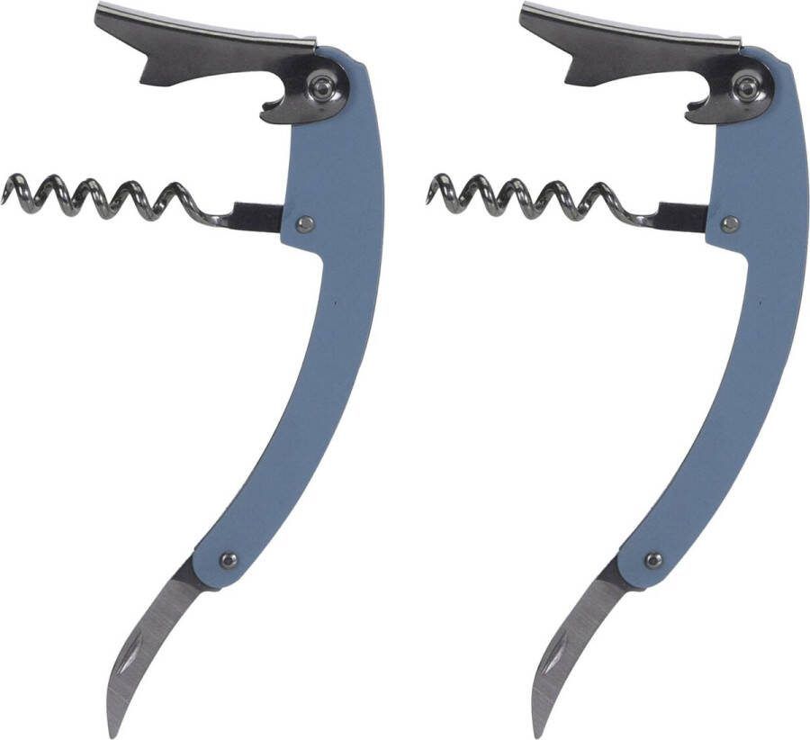 Excellent Houseware flesopener kurkentrekker 2x kelnersmes blauw