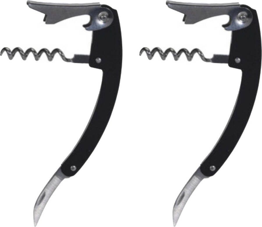 Excellent Houseware flesopener kurkentrekker 2x kelnersmes zwart