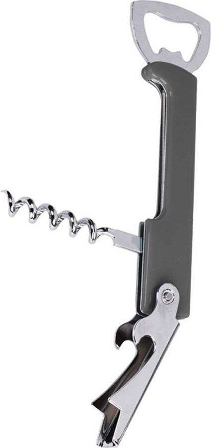 Excellent Houseware Flesopener kurkentrekker kelnersmes grijs 12 x 3 5 x 1 5 cm Flesopeners