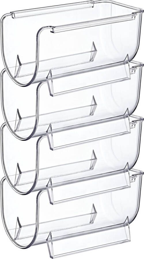 Excellent Houseware Flessenrek koelkast organizer 4x stapelbaar kunststof wijnrek