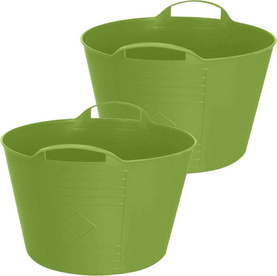 Excellent Houseware Flexibele emmer 2x groen 15 liter kunststof 35 x 29 cm Wasmanden