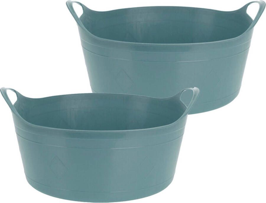 Excellent Houseware Flexibele emmer 2x groen 15 liter kunststof 39 x 17 cm Wasmanden