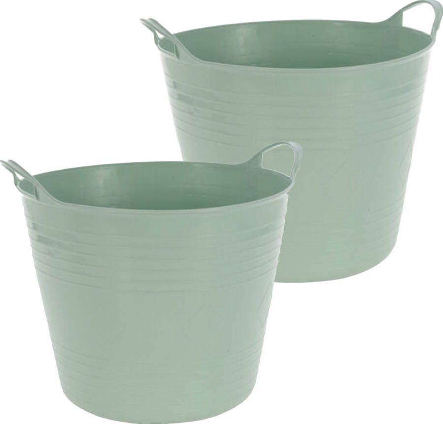 Excellent Houseware Flexibele emmer 2x groen 27 liter kunststof 40 x 35 cm Wasmanden