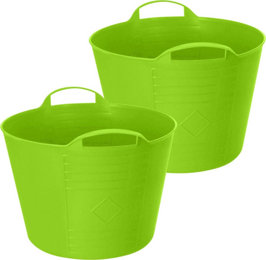 Excellent Houseware Flexibele emmer 2x groen 27 liter kunststof 40 x 35 cm Wasmanden