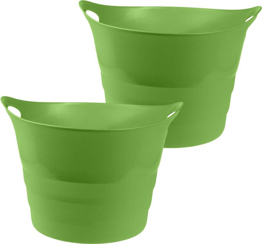 Excellent Houseware Flexibele emmer 2x groen 43 liter kunststof 45 x 38 cm Wasmanden