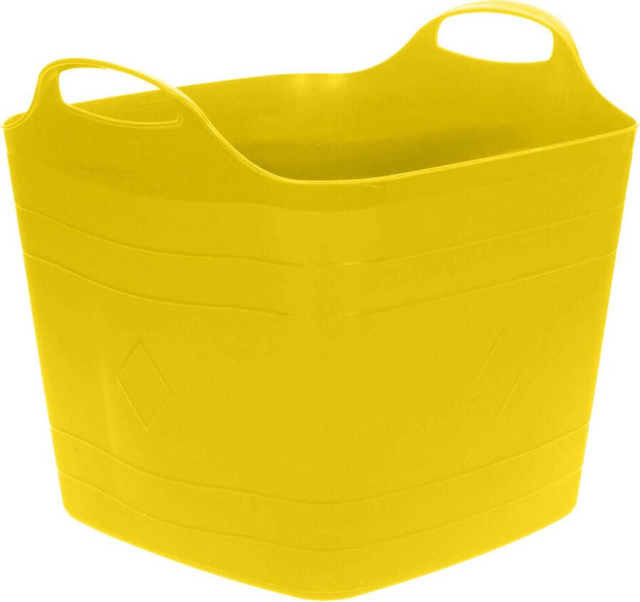 Excellent Houseware Flexibele emmer geel 15 liter kunststof vierkant 30 x 29 cm Wasmanden
