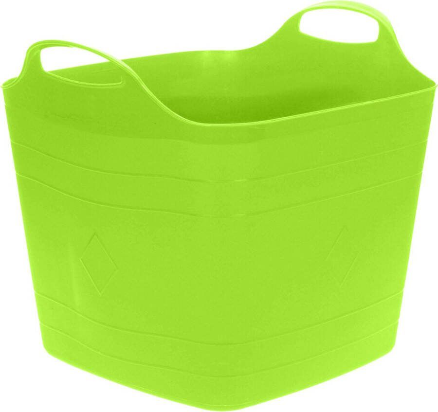 Excellent Houseware Flexibele emmer groen 25 liter kunststof vierkant 35 x 38 cm Wasmanden