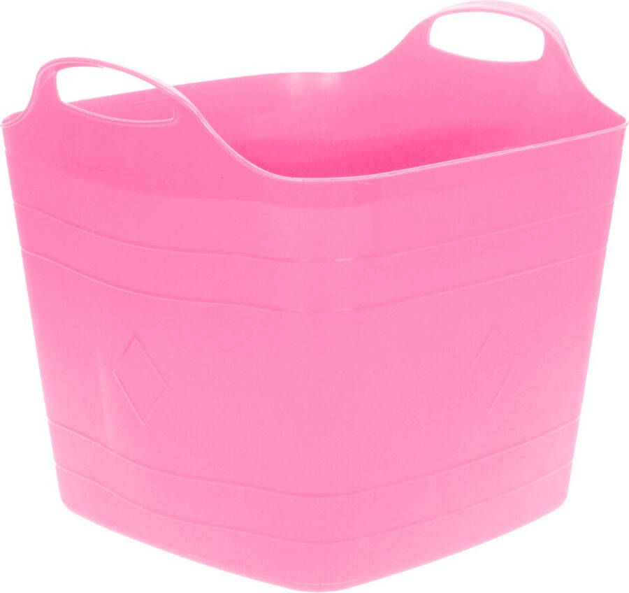 Excellent Houseware Flexibele emmer roze 15 liter kunststof vierkant 30 x 29 cm Wasmanden