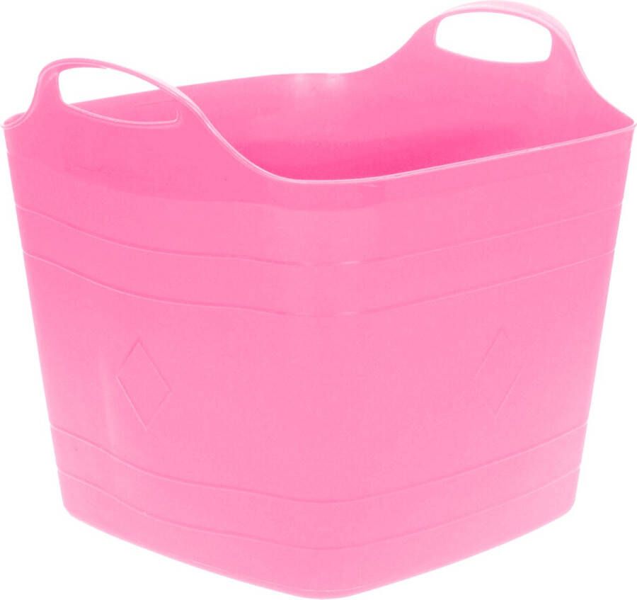 Excellent Houseware Flexibele emmer roze 25 liter kunststof vierkant 35 x 38 cm Wasmanden