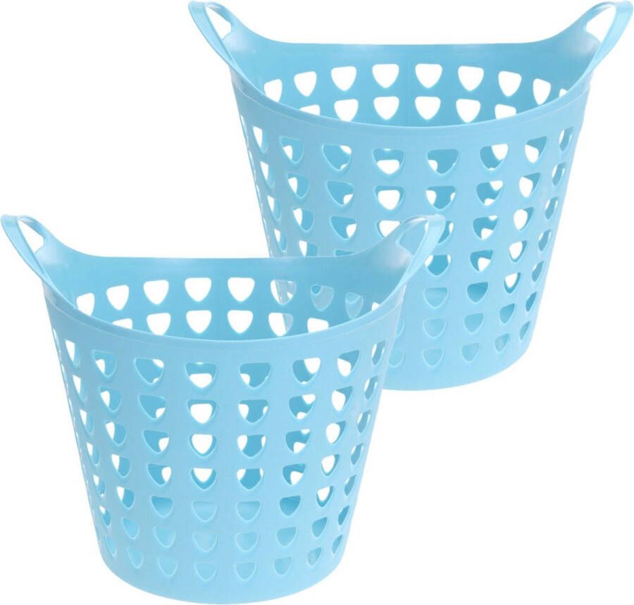 Excellent Houseware Flexibele wasmand 2x blauw 26 liter kunststof 40 x 42 cm Wasmanden