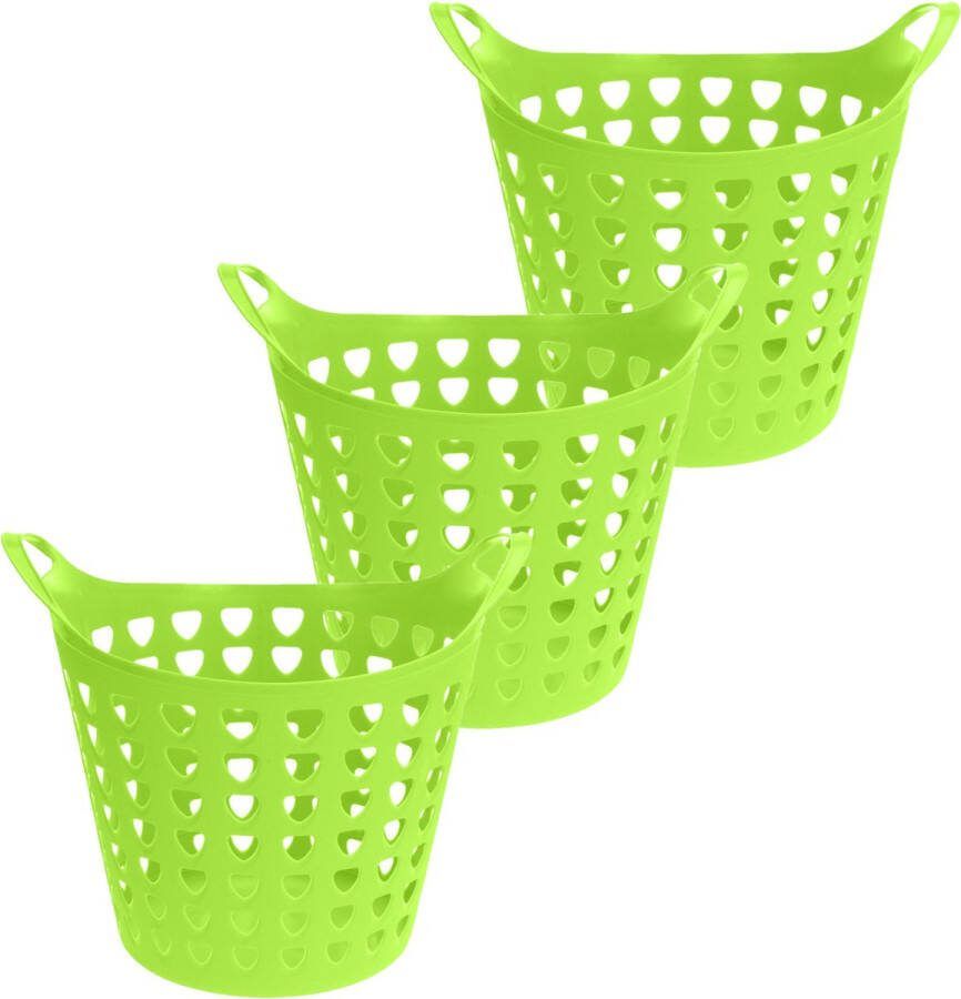 Excellent Houseware Flexibele wasmand 3x groen 26 liter kunststof 40 x 42 cm