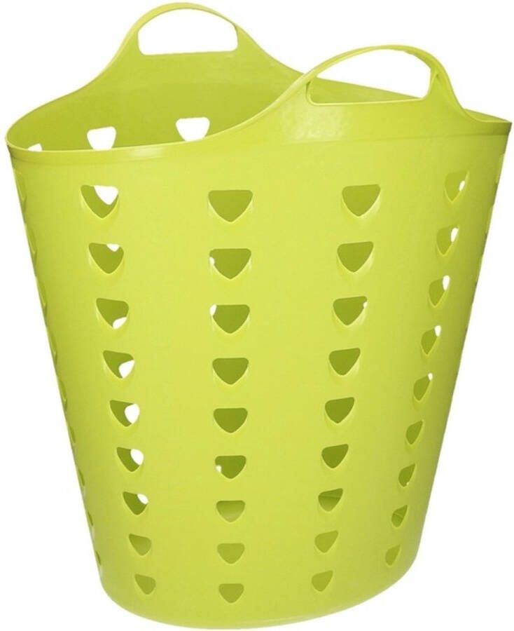 Excellent Houseware Flexibele wasmand kunststof 60L groen D38 x H47 kuip Wasmanden