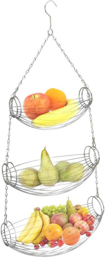 Excellent Houseware Fruitmand 3-laags hangend ijzer 32 x 22 x 72 cm Fruitschalen