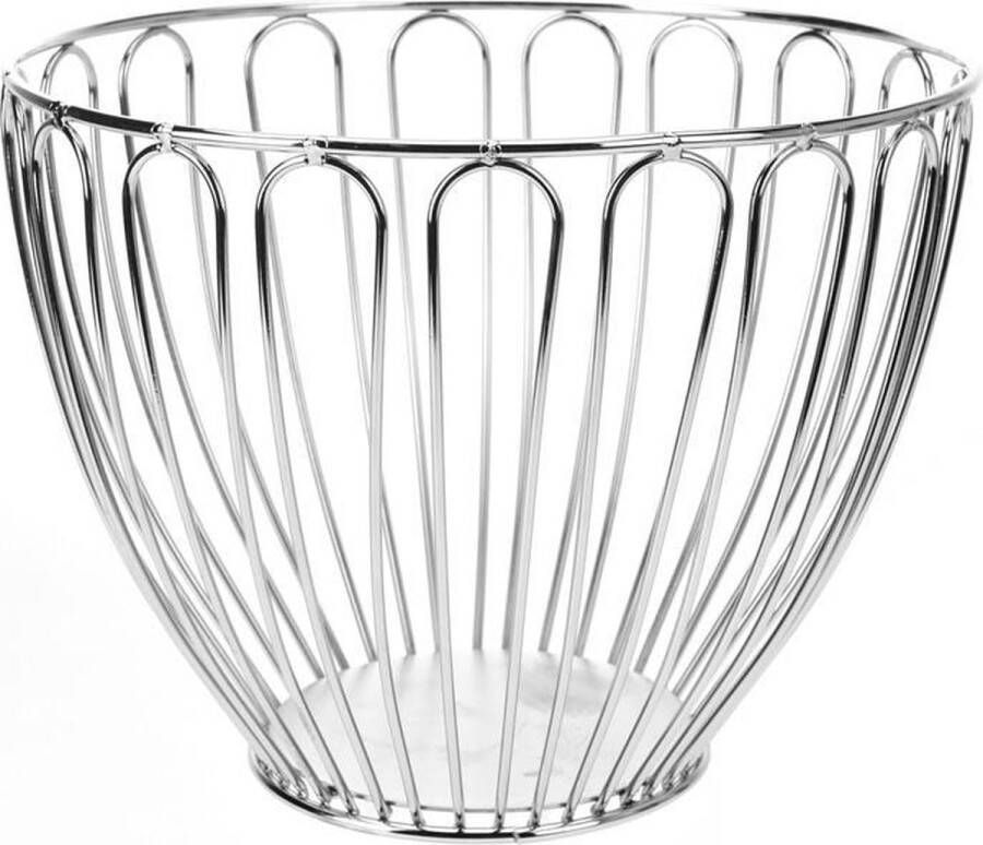 Excellent Houseware Metalen fruitschaal zilver rond 24 cm Fruitschalen