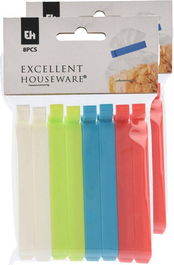 Excellent Houseware Gekleurde keuken afsluitclips vershoudclips 16x stuks 10 cm Vershoudknijpers