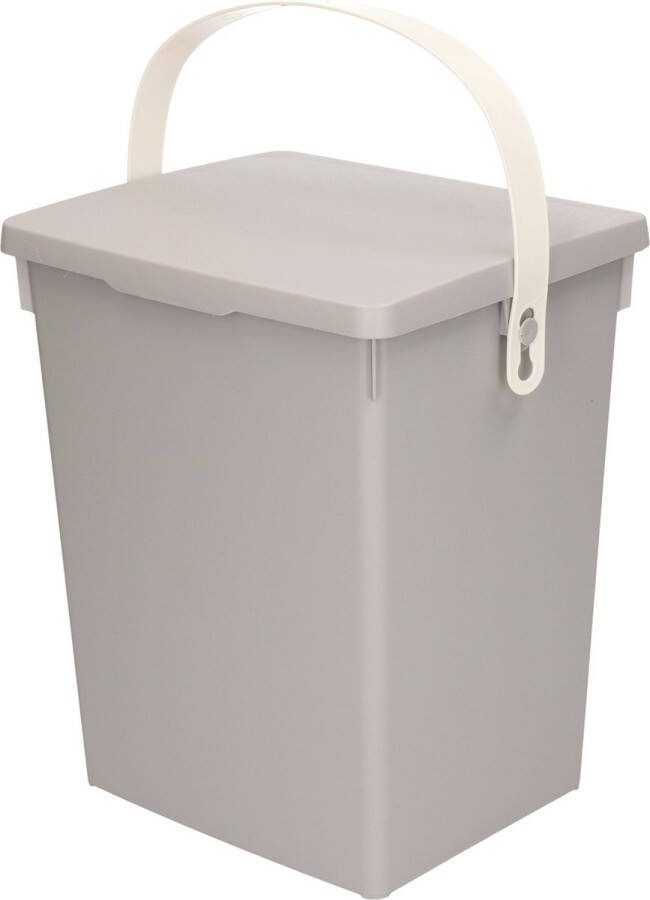 Excellent Houseware Gft afvalbakje voor aanrecht 5 5L klein grijs afsluitbaar compostbakje Prullenbakken