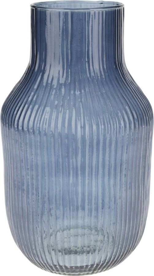 Excellent Houseware glazen vaas bloemen vazen blauw 12 x 23 cm Vazen
