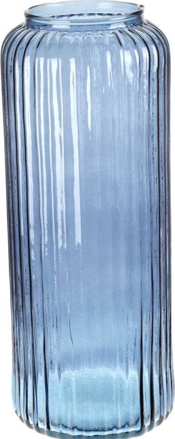 Excellent Houseware glazen vaas bloemen vazen blauw 15 x 37 cm Vazen